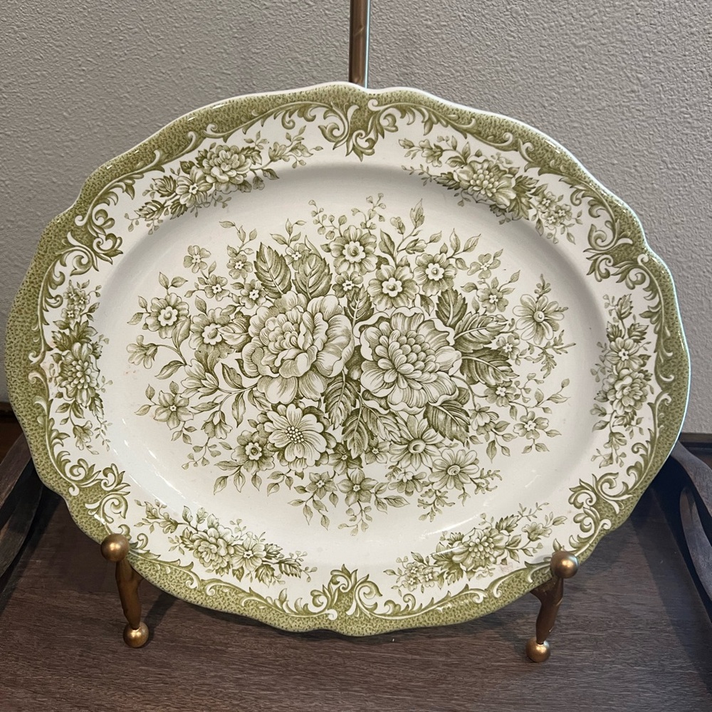 Royal Staffordshire Avondale Ironstone Green Oval Serving plate